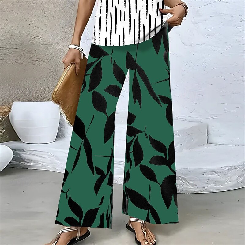 Women's Cropped Pants Palazzo Pants Fashion Streetwear Comfort Ankle-Length Mid Waist Plants Elastic Waist Comfy Outdoor Comfortable Street Daily Wear Going out Khaki Army Green Beige Summer Regular3