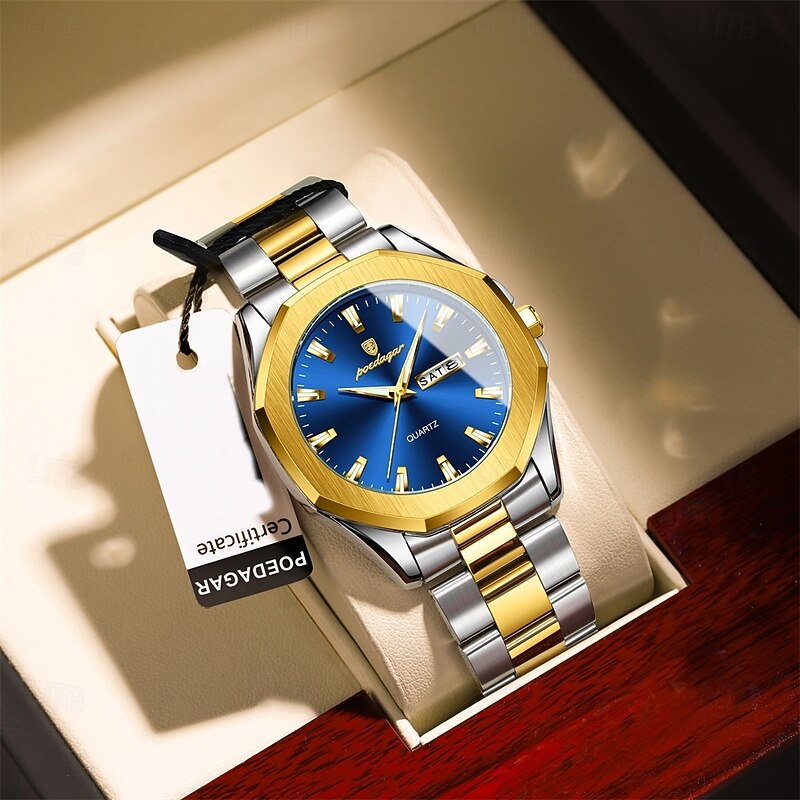 Luxury Men Wristwatch Waterproof Luminous Week Date Original Man Watch Stainless Steel Sport Quartz Men's Watches4