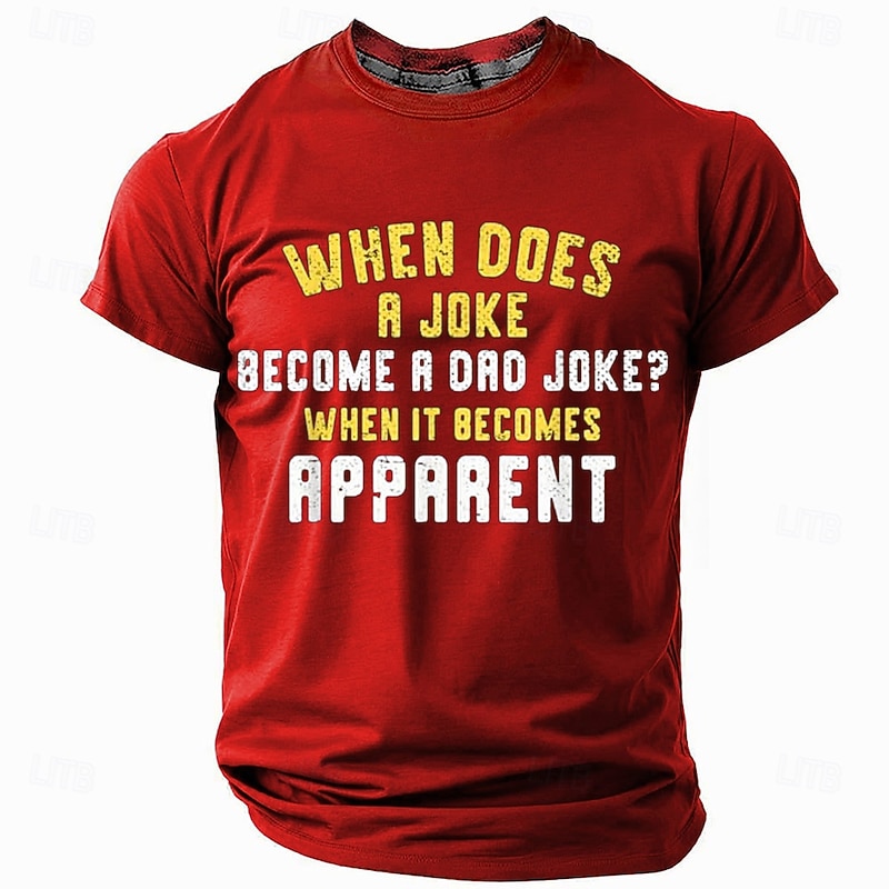 Men's Funny Slang Dad Jokes T Shirt Short Sleeve T shirt 3D Print Crew Neck Shirt Fashion Daily Basic Street Casual Daily Black Red Blue Summer Spring All Seasons Clothing Apparel S M L XL XXL XXXL