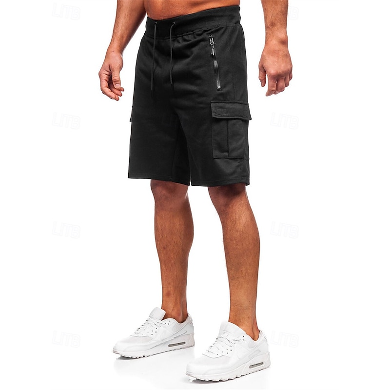 Men's Athletic Shorts Sweat Shorts Shorts Summer Shorts Pocket Drawstring Elastic Waist Plain Comfort Breathable Short Outdoor Sports Classic Casual Black Light Grey Micro-elastic2