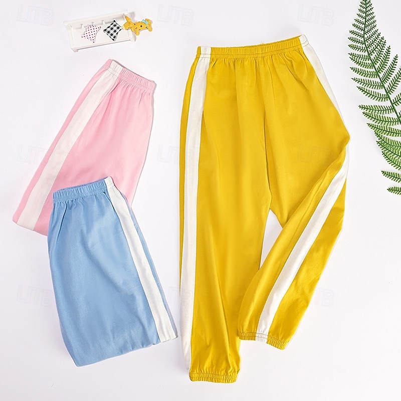 Kids Boys Pants Trousers Stripe Soft Comfort Pants Outdoor Basic White Yellow Light Green Mid Waist2