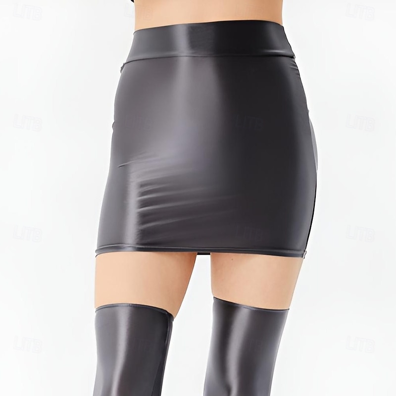 Neon Shiny Mini Pencil Skirt - High Waist Bodycon Spandex Skirt for Halloween, Carnival, Pride Parade, Rave, and Neon Party3