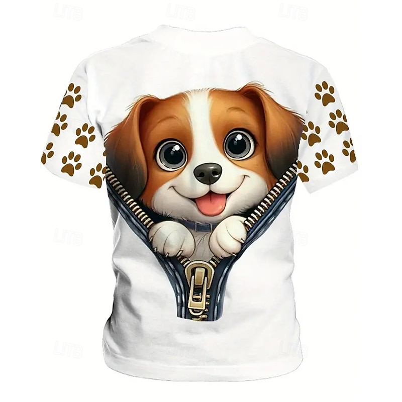 Girls' 3D Dog T shirt Tee Short Sleeve Summer Spring Fashion Basic Kids 4-12 Years Crew Neck Outdoor Casual Daily Regular Fit2