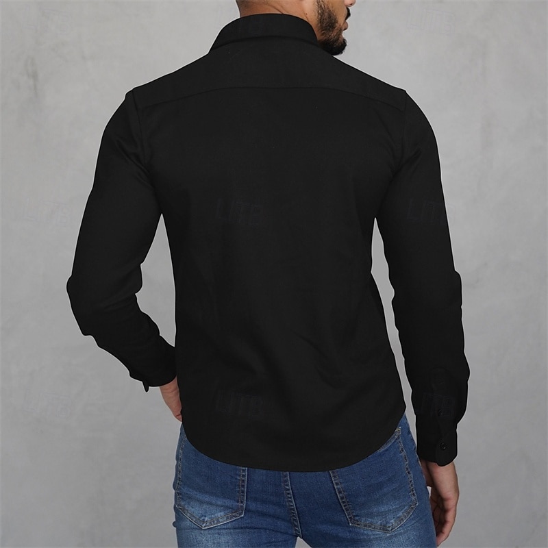 Men's Shirt Jacket Transition Jacket Daily Lightweight Pocket Summer Spring Plain Casual Lapel Regular Black Navy Blue Blue Khaki Light Grey Jacket4