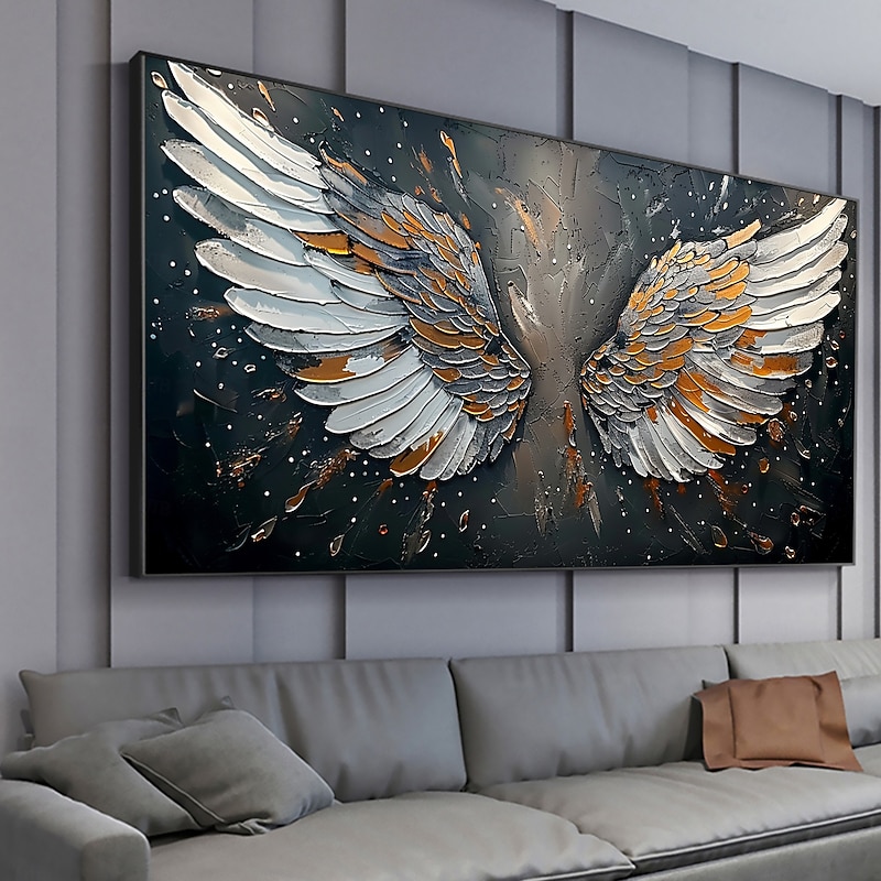 Handmade Original Colorful Wings Oil Painting On Canvas Abstract Angel Wings Wall Art for Home Decor With Stretched Frame Without Inner Frame Painting4