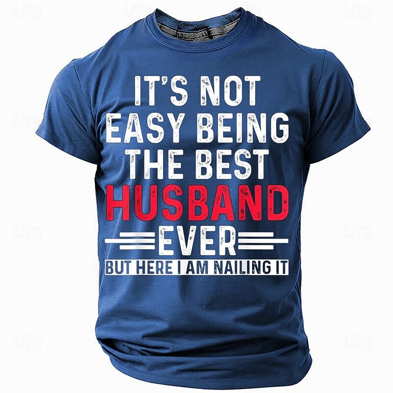 Men's Husband T Shirt Short Sleeve T shirt 3D Print Crew Neck Round Neck Shirt Fashion Daily Basic Street Casual Daily Black Blue Green Summer Spring All Seasons Clothing Apparel S M L XL XXL XXXL2