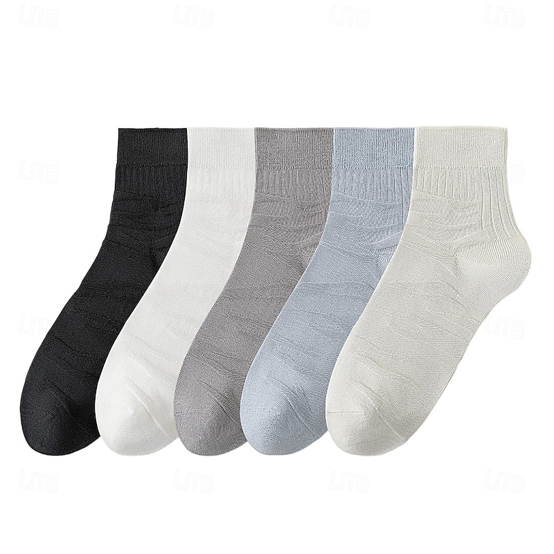 Men 1 Pair Socks Black White Color Plain School Formal Outdoor Plain Thin Summer Daily Casual