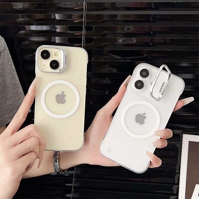 Phone Case For iPhone 16 15 Pro Max 16e Back Cover Magnetic Adsorption Translucent Magnetic Support Wireless Charging PC