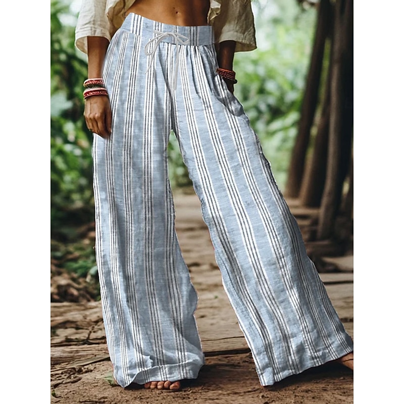 Women's Wide Leg Chinos Baggy Pants Vacation Vintage Fashion Full Length High Waist Floral Graphic Printing Soft Breathable Micro-elastic Formal Vacation Street Pink Blue Green Summer Spring Loose Fit3