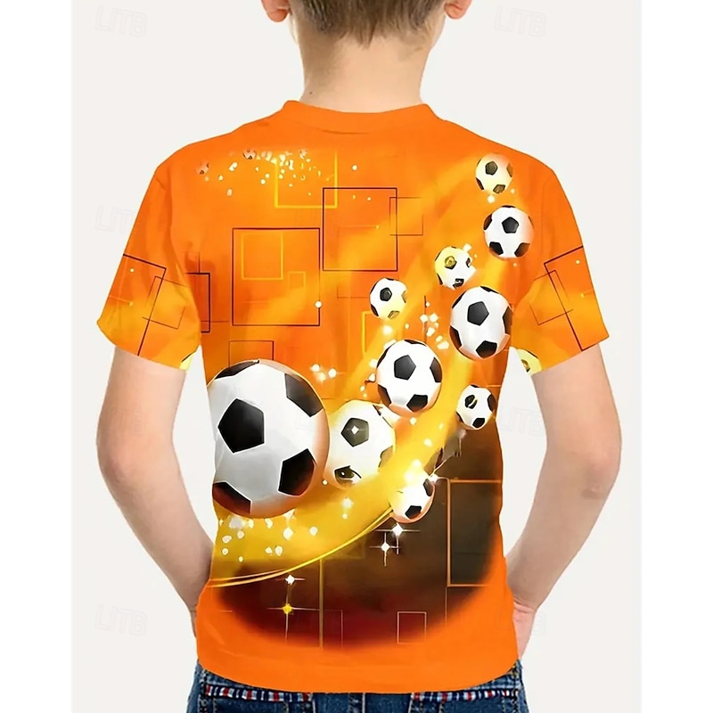 Boys 3D Football T shirt Tee Short Sleeve Summer Spring Fashion Basic Kids 4-12 Years Crew Neck Outdoor Casual Daily Regular Fit2