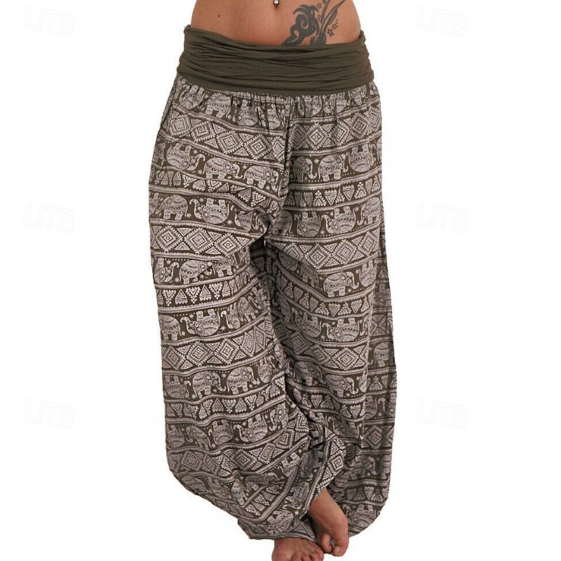 Women's Wide Leg Slacks Pants Trousers Fashion Boho Full Length Natural Floral Print Comfy Outdoor Comfortable Outdoor Vacation Holiday Magenta Black White Army Green Summer Regular Fit3