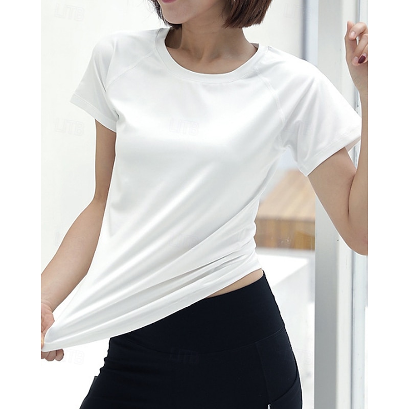 Women's Solid Colored Sport Shirt Tennis Shirt Tennis Top Short Sleeve Mesh Reflective Trim Moisture Wicking Tennis Golf Jogging Round Black White Light Green Tennis Clothing3