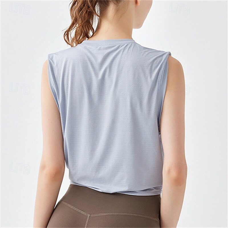 Women's Solid Colored Workout Tank Top Sport Shirt Sports Tank Top Jacquard Crop Top Breathable Tennis Golf Pickleball White Pink Blue Tennis Clothing4