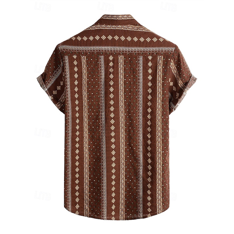 Retro Vintage Boho 1970s Shirt Hawaiian Shirts Hippie Tribal Ethnic Fancy Dress Men's Halloween Carnival Music Festival Beach Vacation Wear Retro Theme Party Adults' Shirt4