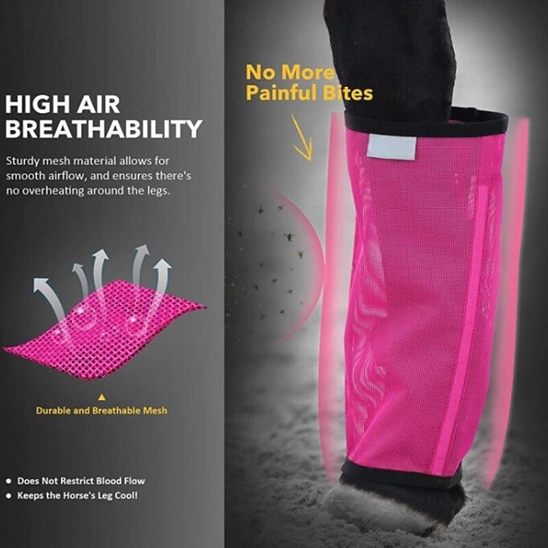 4 Pack Horse Fly Boots - Breathable Plastic Mesh Design - Reduces Kicking, Hoof Damage and Leg Fatigue2