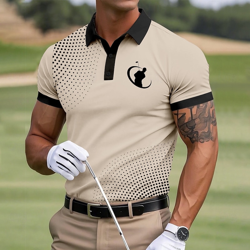 Men's Golf Sports Polo Shirts Short Sleeve Polo Shirts Collared Shirts Sportswear Casual Business Athleisure Buttons Summer White Blue Brown2