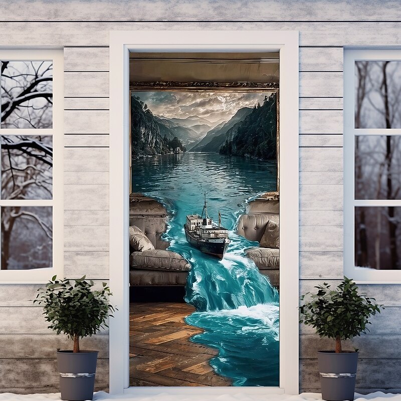 3D Door Decorations Door Covers Door Tapestry Door Curtain Decoration Backdrop Indoor/Outdoor Door Banner for Front Door Farmhouse2