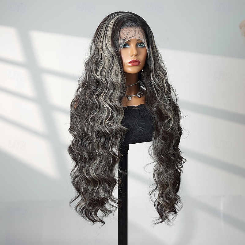 Synthetic Lace Wig Body Wave Style 30 inch Black / Blonde Middle Part 13x4 Lace Front Wig Women's Wig Brown / Dark Green2