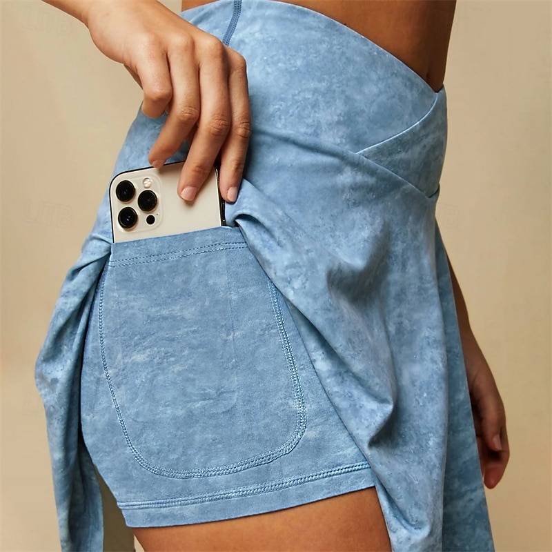 Women's Graphic Tennis Skirts Tennis Skirts with Shorts Layered Wide Waistband Quick Dry Anti-Microbial Breathable Tennis Golf Pickleball Light Blue Tennis Clothing3
