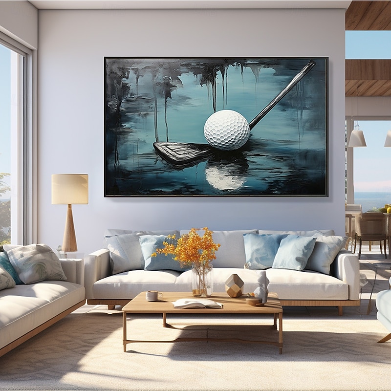 Handmade Original Golf Sport Oil Painting On Canvas Abstract Golf Ball Wall Art for Home Decor With Stretched Frame Without Inner Frame Painting3