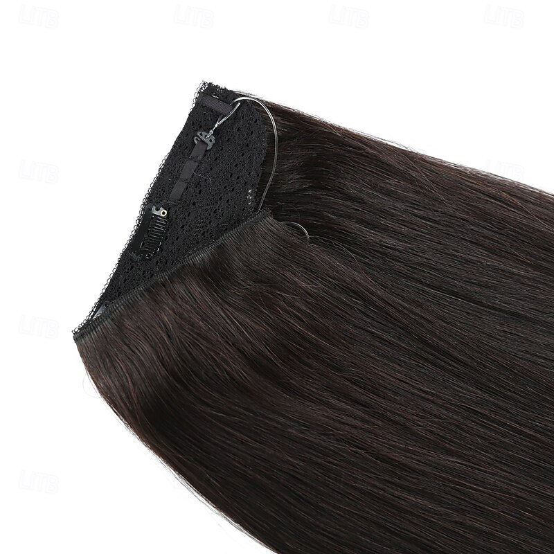 Nvisible Wire Hair Extensions Real Human Hair 20 Inch-50G  22Inch-80G  1B# Black Transparent Fish Line Clip-Ins Hair Piece Human Hair Extensions For Women4