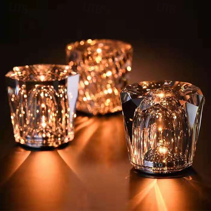 Bedside Crystal Table Lamp, Diamond Table Light, 3 Bright Colors with Adjustable Brightness USB Charging Night Light Decoration Bedroom Nightstand Lamp4