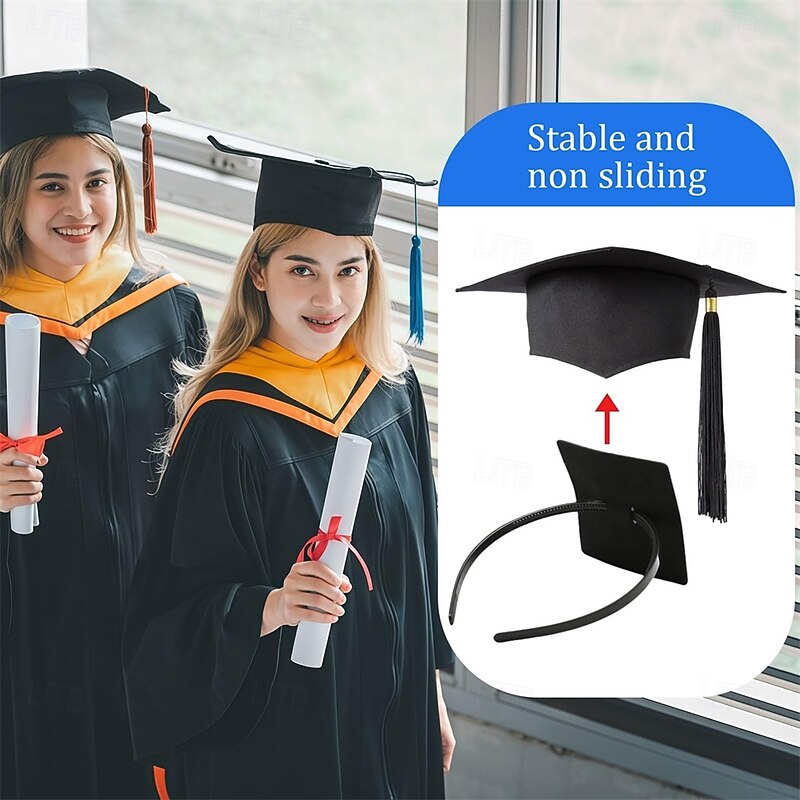 Graduation Cap Headband Insert Grad Caps Headband Insert Adjustable Secures Cap and Keeps Hairstyle Upgraded Interior Design Simple and Practical Anti Fall Hairband for Graduation 1 Pack4