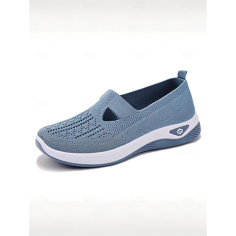 Women's Green Slip-On Athletic Sneakers with Breathable Mesh, Arch Support, Perfect for Walking and Casual Wear 24