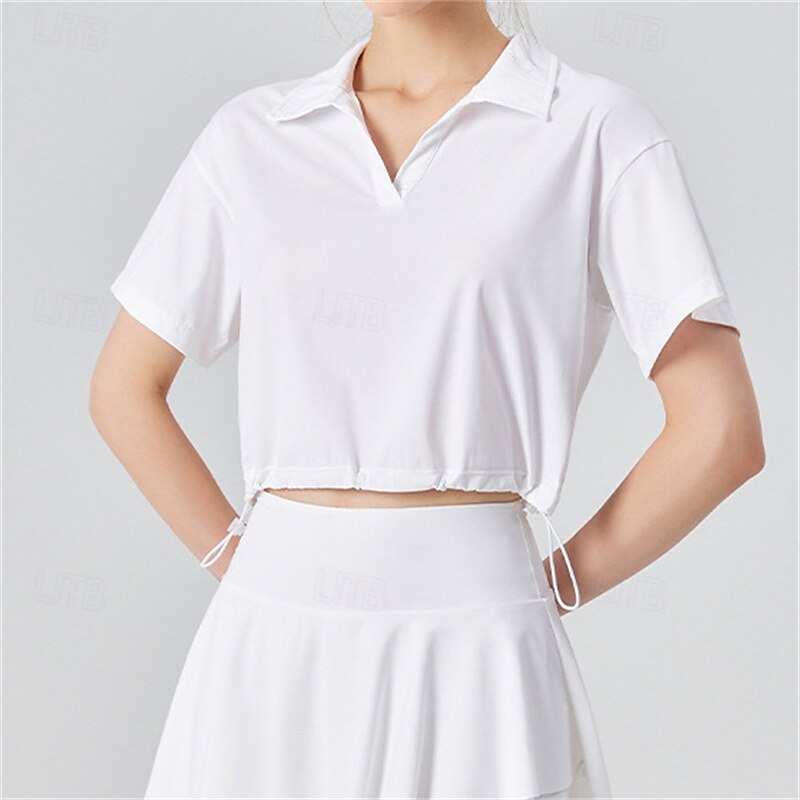 Women's Solid Colored Sport Shirt Tennis Shirt Tennis Top UPF50+ Quick Dry Tennis Golf Pickleball Polo Collar Black White Yellow Tennis Clothing2