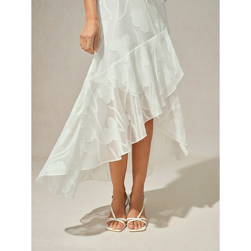 Women's Maxi Dress Ruffle Dress Elegant Wedding Wedding Guest Evening Party Regular Fit Floral Sleeveless U Neck White Summer Spring2