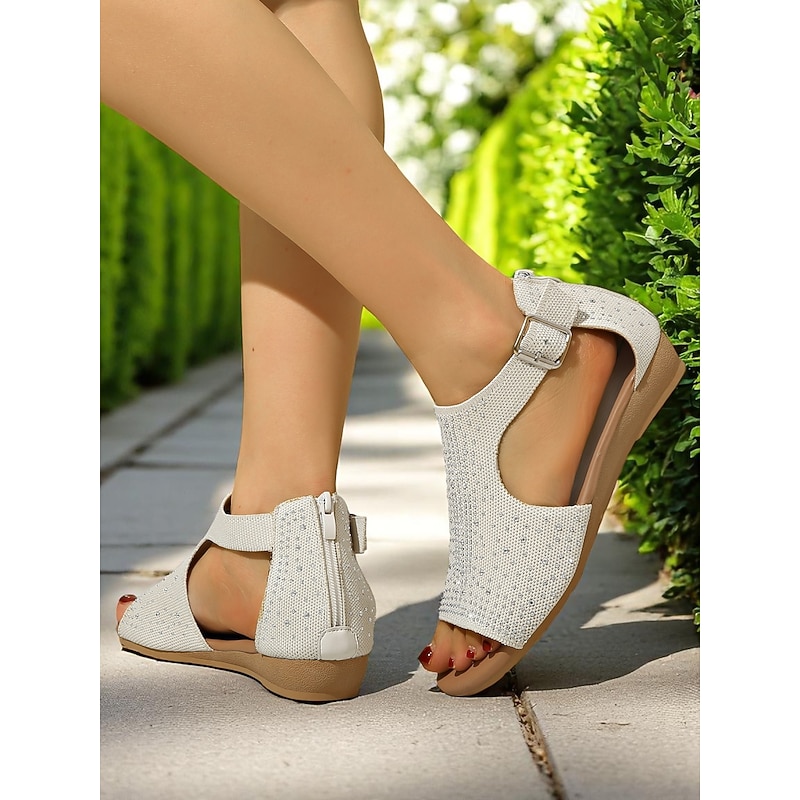 Women's Flyknit Open-Toe Sandals - Comfortable Buckle Strap, Stylish Breathable Design, Perfect for Casual Summer Days and Outdoor Walks4