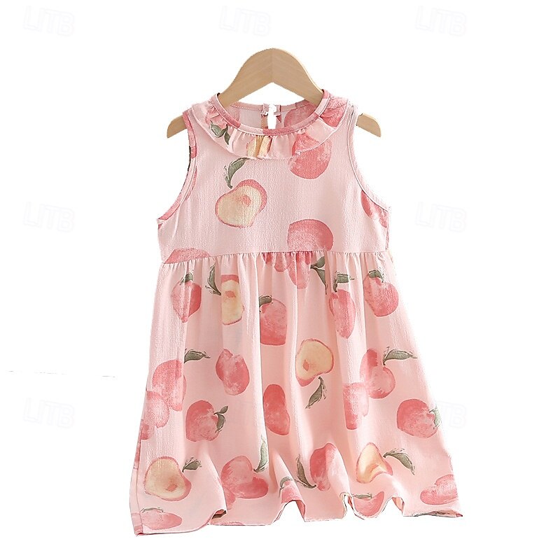 Kids Girls' Dress Flower Sleeveless Outdoor Ruched Adorable Polyester Knee-length Casual Dress Floral Dress Summer 4 years+ Light Pink Pink Blue3