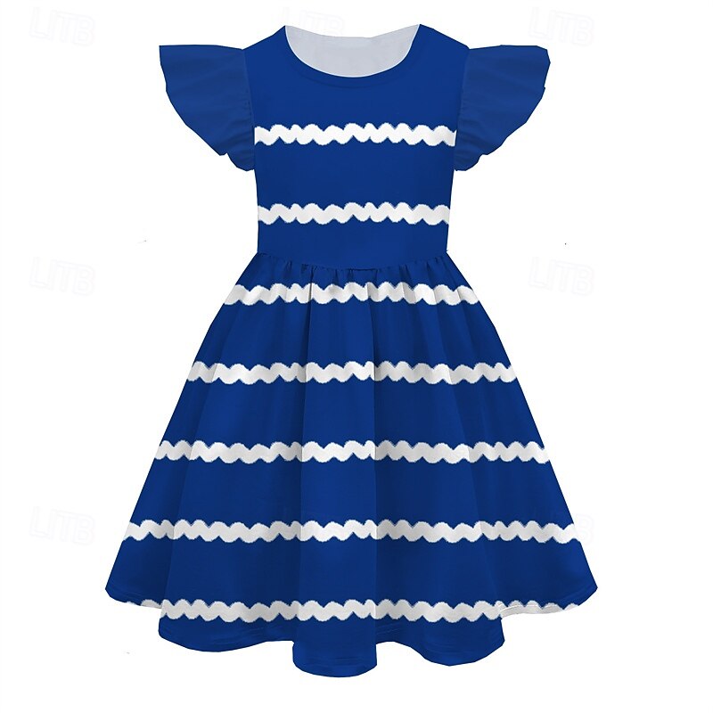 Girls' 3D Striped Dress Sleeveless Summer Spring Vacation Daily Holiday Beautiful Sweet Kids 4-12 Years Casual Dress A Line Dress Knee-length Regular Fit3