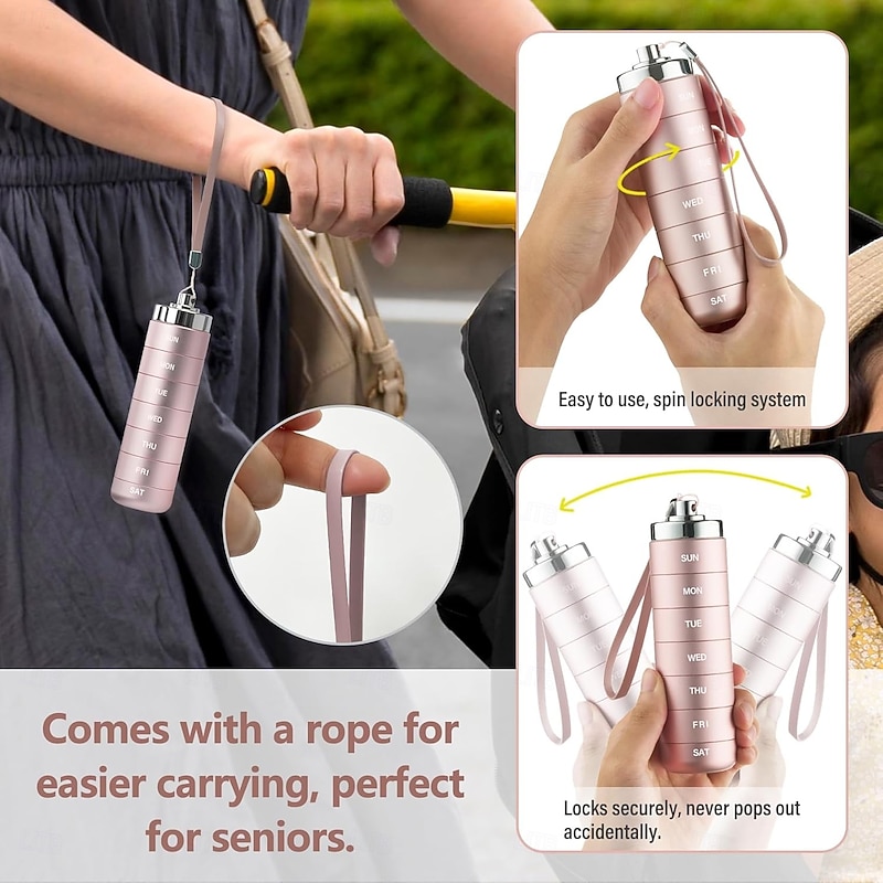 Metal Travel Pill Organizer, Portable Waterproof Weekly Pill Box, Large Aluminum Alloy Pill Case Container, BPA Free 7 Day Daily Medicine Organizer Holder for Vitamin, Fish Oil, Supplement3