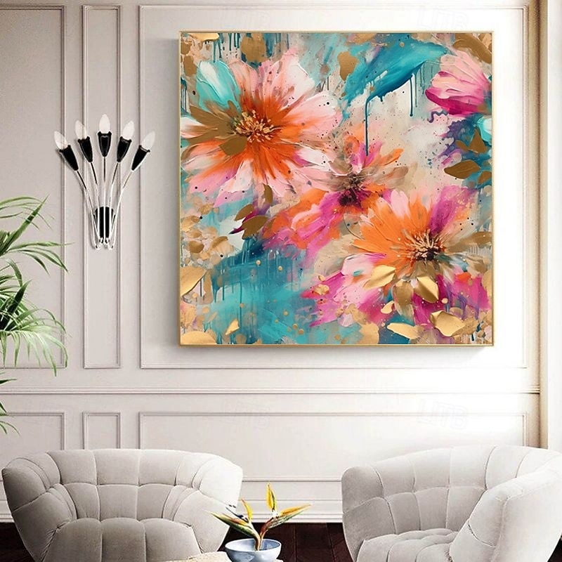 Handmade Oil Painting Canvas Wall Art Decoration Modern Abstract Flowers for Home Decor Stretched Frame Hanging Painting/Rolled Frameless Unstretched Painting3