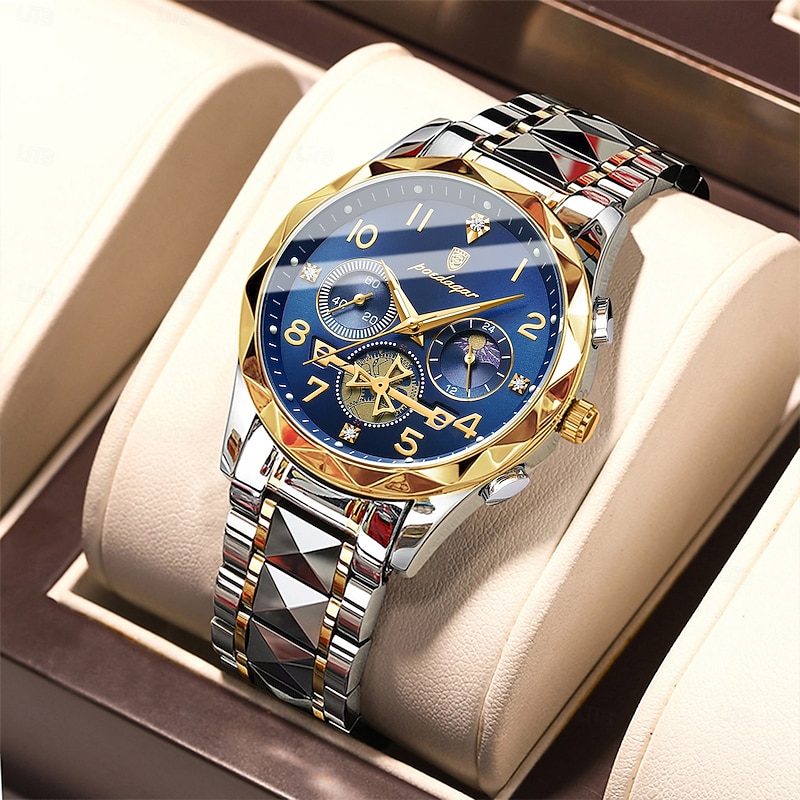 Luxury Men's Chronograph Watch – Waterproof Stainless Steel Quartz Wristwatch with Luminous Dial and Date Display2