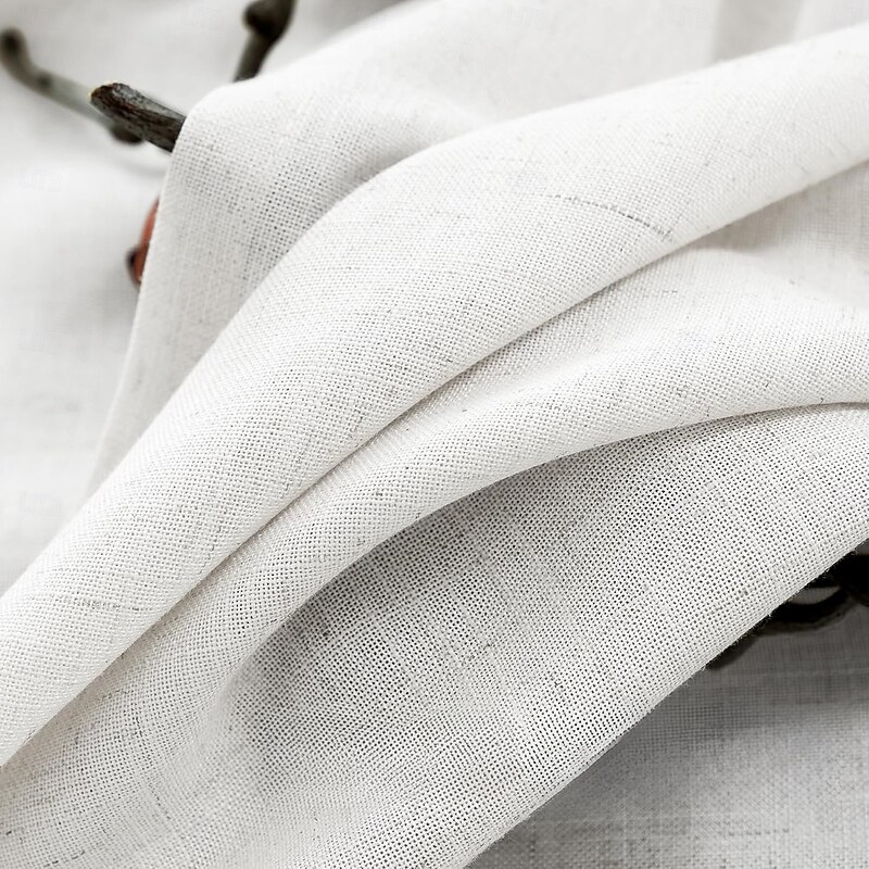 Faux Linen Curtains with Valance Farmhouse Privacy Window Curtain for Living Room Bedroom Ring/Rod Pocket Light Filtering Curtain Drapes 1 Panel 9