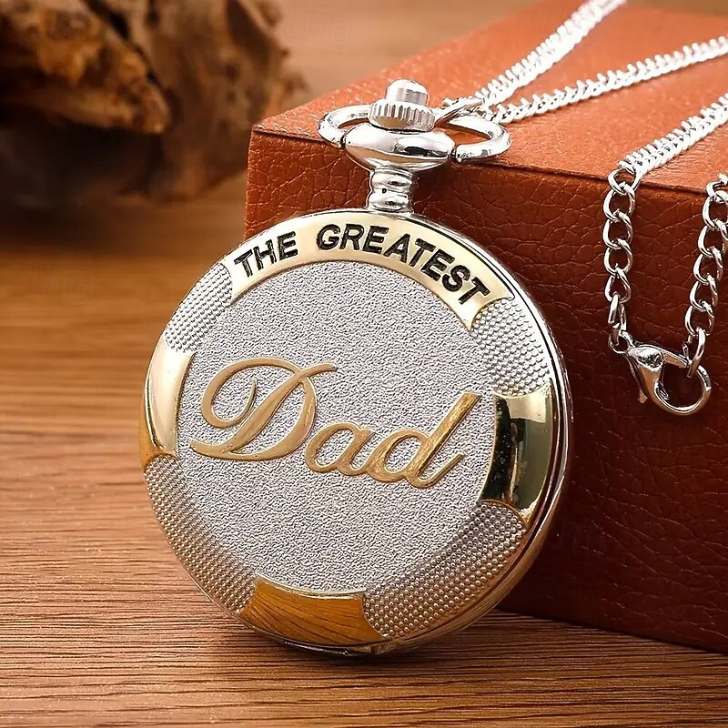 Vintage Men's Classic Silver Fashion Pocket Watch Round Alloy Case Quartz Movement Casual Style Ideal Gift for Father's Day Watch
