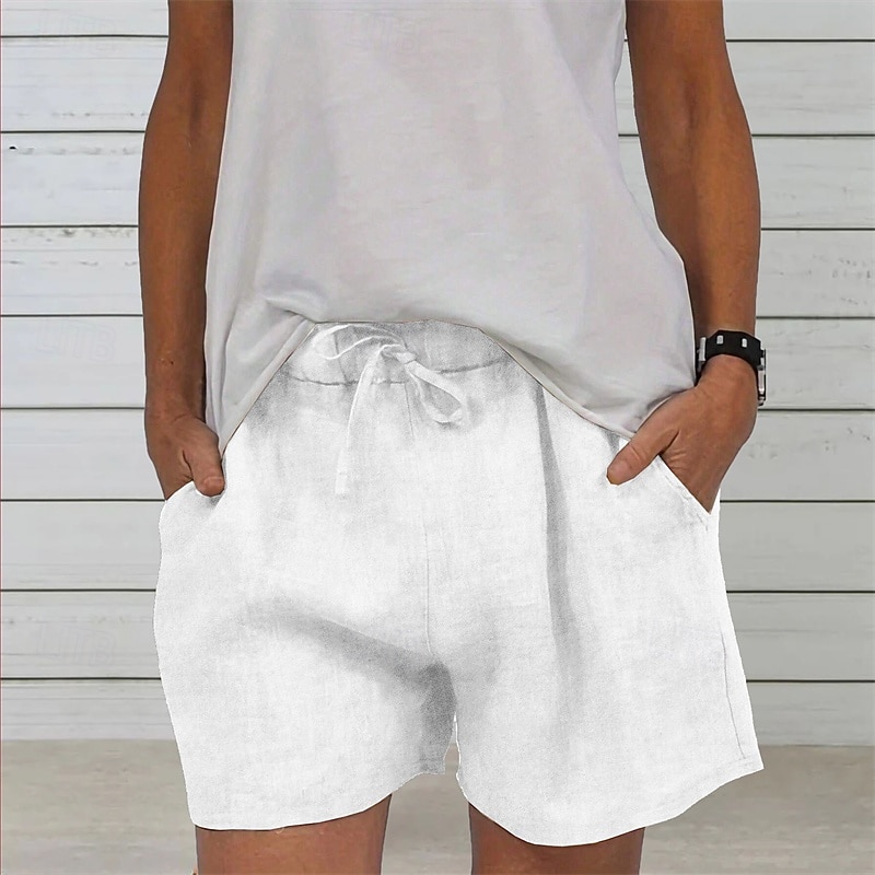 Women's Shorts Beach Shorts Palazzo Pants Fashion Streetwear Comfort Short High Waist Plain Elastic Waist Comfy Outdoor Comfortable Street Daily Wear Going out Grey Black White Summer Regular Fit2