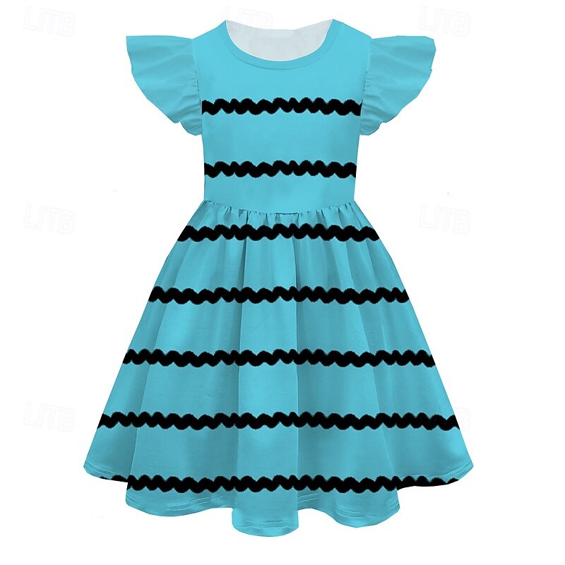 Girls' 3D Striped Dress Sleeveless Summer Spring Vacation Daily Holiday Beautiful Sweet Kids 4-12 Years Casual Dress A Line Dress Knee-length Regular Fit4