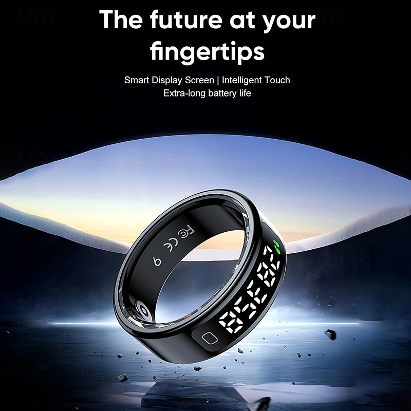 R11C Smart Ring with Touch Display & Charging Case – Heart Rate, Sleep, Blood Oxygen Monitor, Step Tracker, Gesture Control, Waterproof Stainless Steel Fitness Ring2