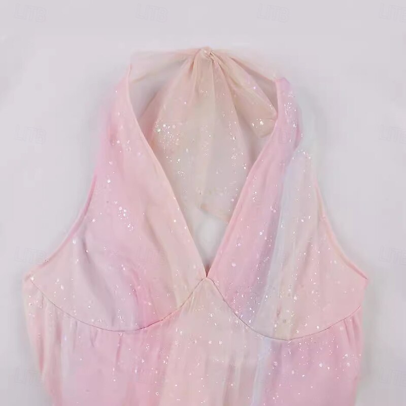 Retro Vintage 1950s Rockabilly Midi Cocktail Dress Flare Dress Sequins Halter Rainbow Fancy Dress Women's Vacation Homecoming Party & Evening Adults Dress Summer3