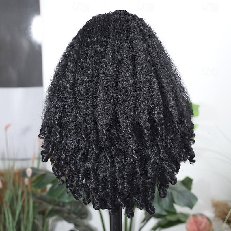 Synthetic Lace Wig Jerry Curl Style 20 inch Black Middle Part 13x4x1 T Part Lace Front Wig Women's Wig Black4