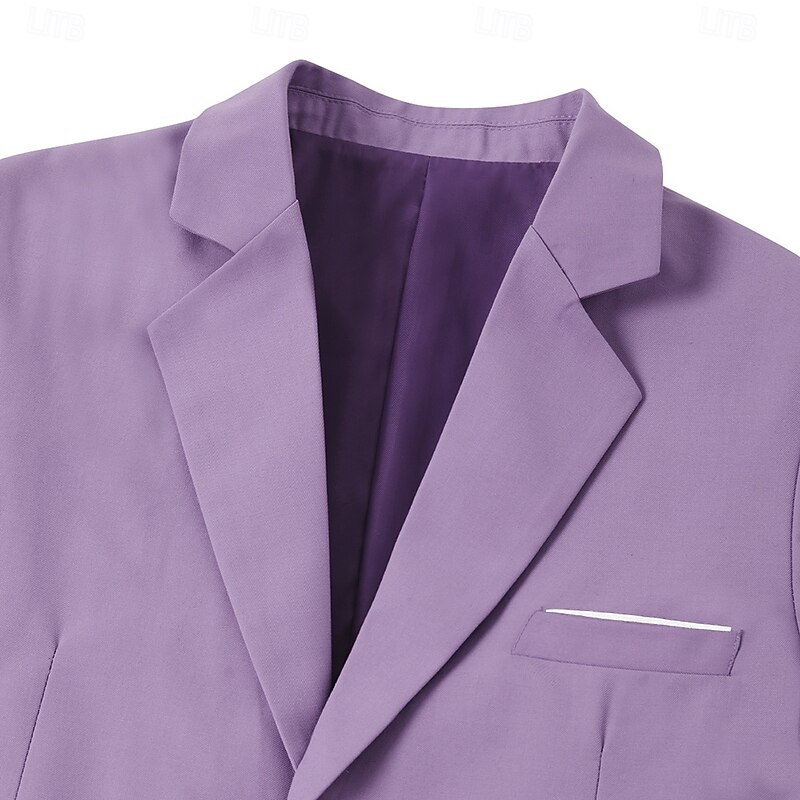 Men's Wedding Party Suits Lilac Purple Summer Fashion Formal Solid Colored Standard Fit 2 Piece Single Breasted Two-buttons4