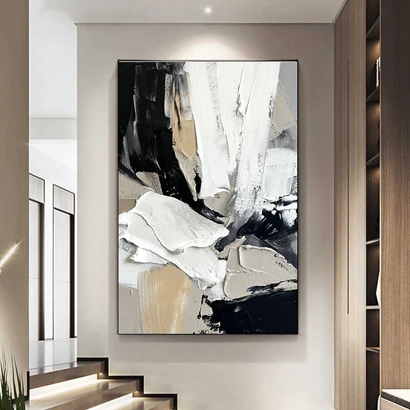 Handmade abstract 3d black white oil painting Hand Painted ABSTRACT Oil Painting Wall Modern Fashion Abstract Black White Canvas Painting Home Decoration Decor Canvas Paingtings