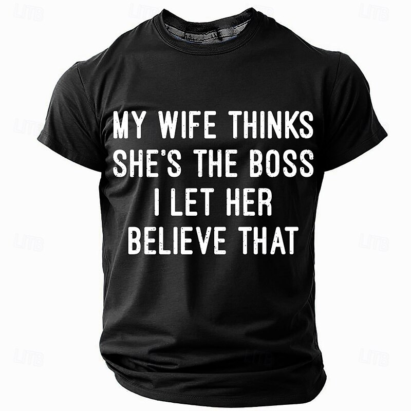 Men's Funny Slang Wife T Shirt Short Sleeve T shirt 3D Print Crew Neck Shirt Fashion Daily Basic Street Casual Daily Black Red Blue Summer Spring Clothing Apparel S M L XL XXL XXXL4