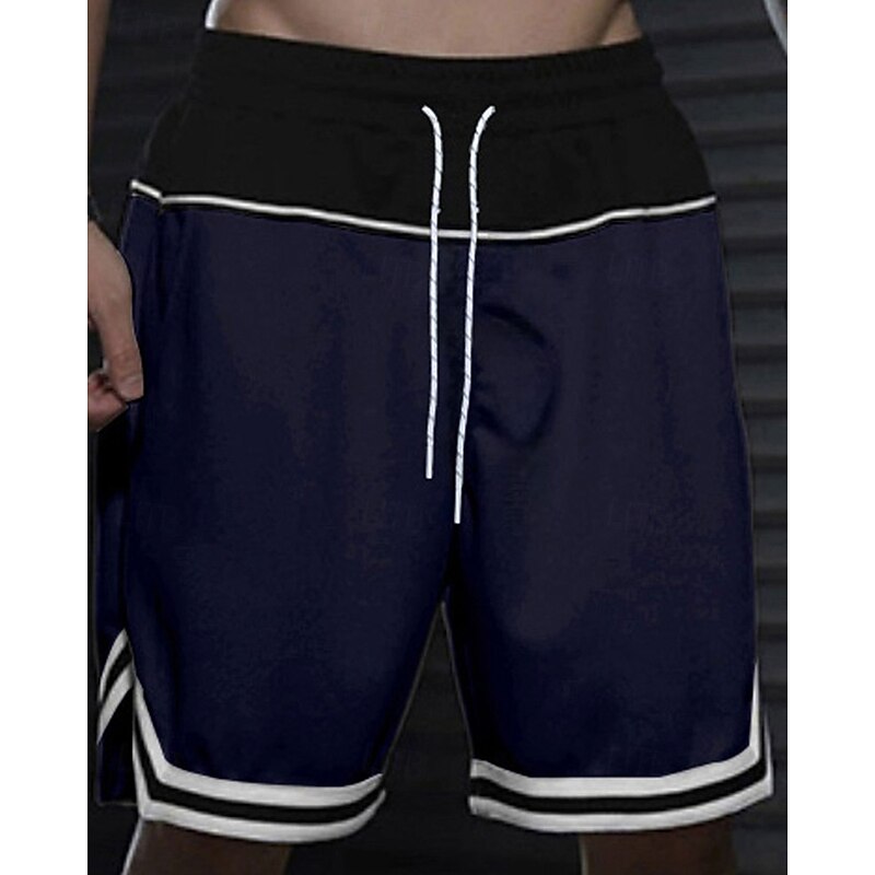 Men's Athletic Shorts Shorts Basketball Shorts Pocket Drawstring Elastic Waist Stripes Comfort Breathable Short Outdoor Sports Classic Casual Black Red2