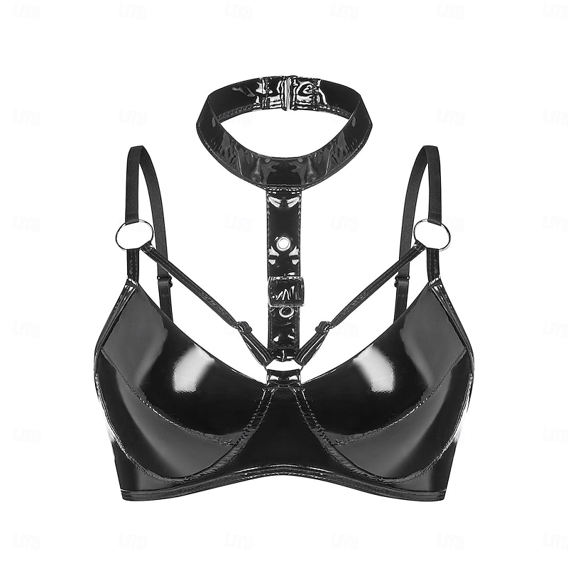Top Harness Bra Glossy Finish Women's Shinny Leather Fetish Wet Look Costume for Nightclub Pride Parade Pride Month Halloween Carnival Adults'3