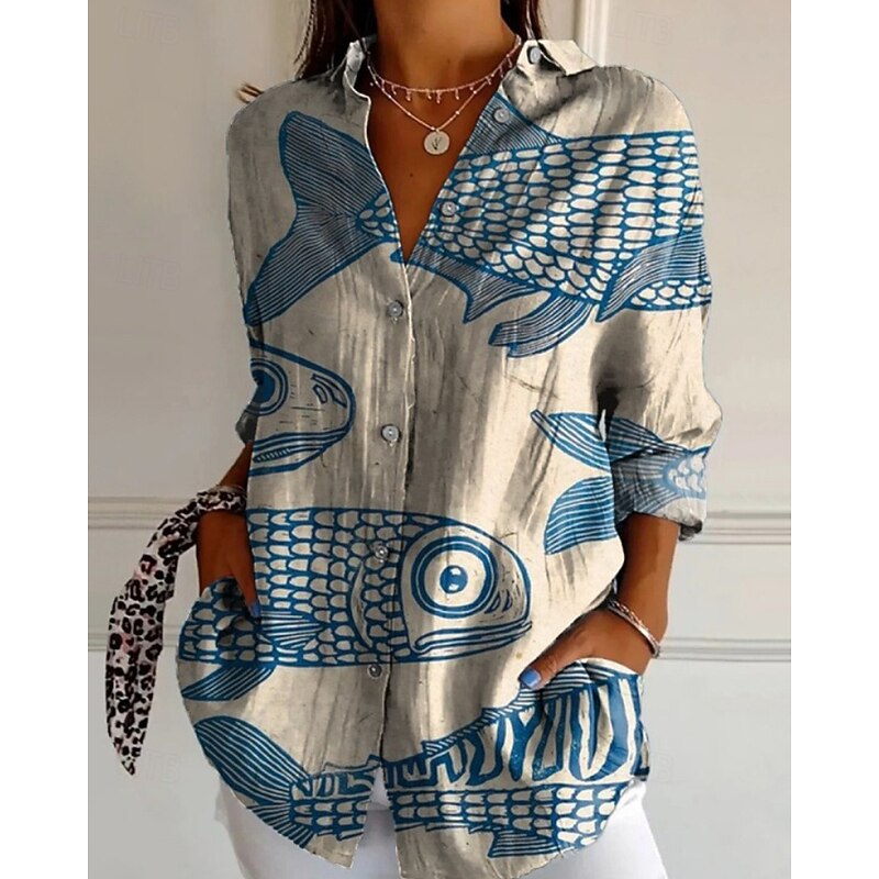 Women's Shirt Boho Shirt Blouse Flower Modern Boho Long Sleeve Shirt Collar Regular Tops Daily Holiday Print Light Green Pink Blue Orange Green Summer3