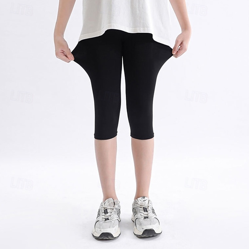 Kids Girls' Leggings Solid Color Daily School 4-12 Years Spring Black White Pink2